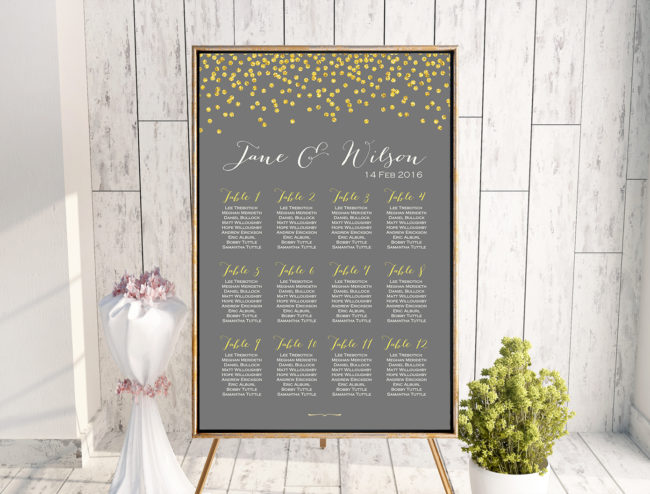 CUSTOM Gold Sparkle Wedding Seating Chart