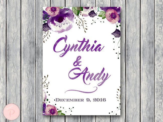 Custom-Purple-Floral-Welcome-sign-Engagement-Welcome-Sign