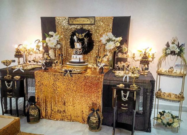 Gold and Glam Chic Gatsby Themed Wedding Table
