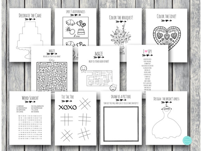 DOWNLOAD Kraft Wedding Kids Activity Book and Coloring - Bride + Bows