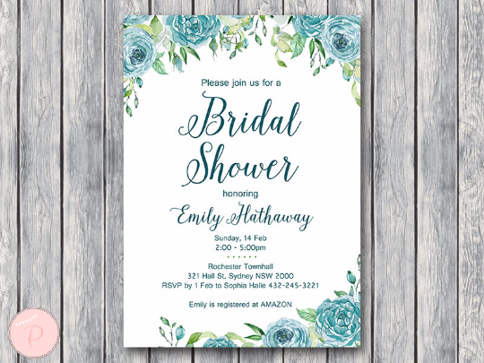 eal Floral Personalized Elegant Wedding Invitations