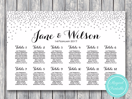 horizontal Silver Find your Seat Chart wedding