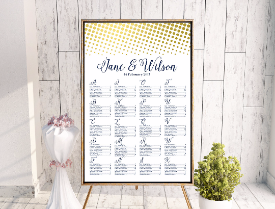 Gold Confetti Wedding Seating Chart Printable WC159