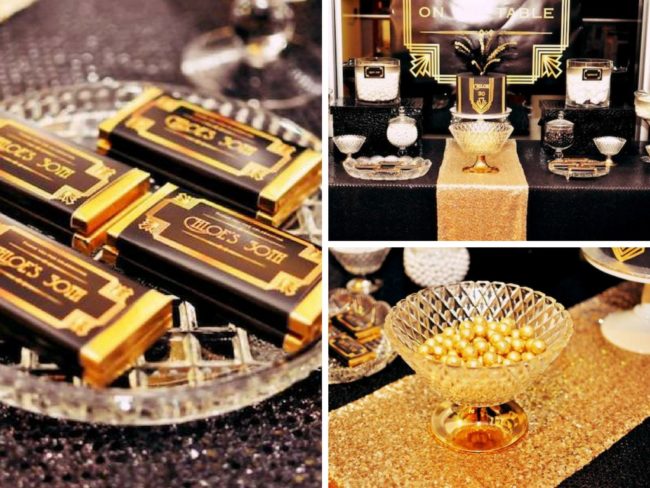 gatsby themed wedding dessert table ideas