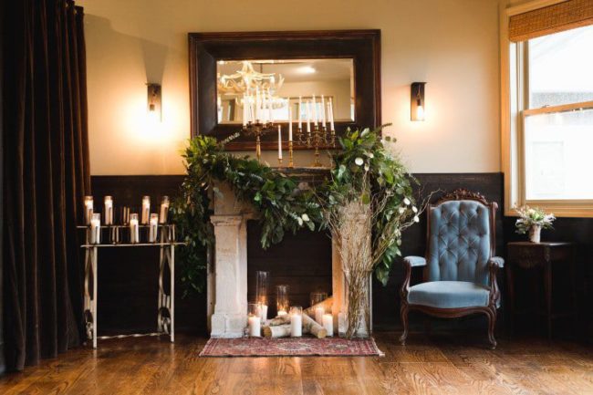 Romantic-Winter-Rustic-Wedding-Fireplace