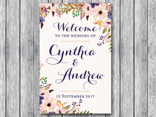Pink-Buttercup-Wedding-Welcome-sign-Personalized-Wedding-Welcome-Sign