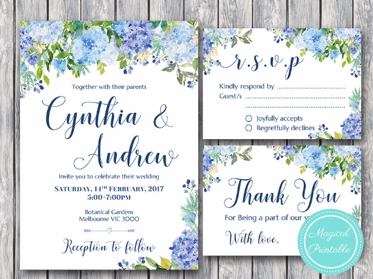 Blue-Hydrangea-Floral-Wedding-Invitation-Suite-Thank-You-RSVP