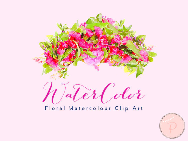 Pink Wedding watercolor Floral Cliparts WCA6