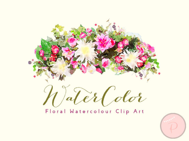 Watercolor Dahlias Flower, Floral Frame Clip art 3