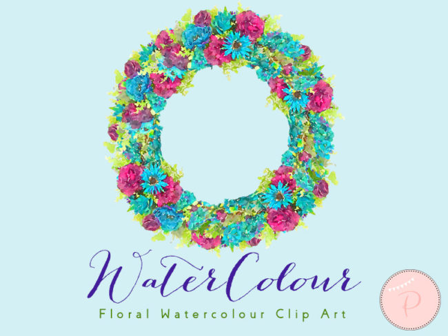 wca 8 Blue Flower Clipart, Bachelors Buttons, Wreath Clip art, Watercolor Floral Cliparts 3