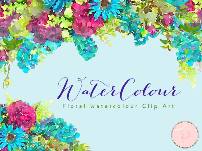 wca 8 Blue Flower Clipart, Bachelors Buttons, Wreath Clip art, Watercolor Floral Cliparts