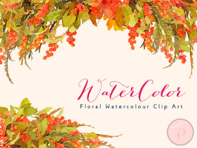 wca19 autumn watercolor floral cliparts