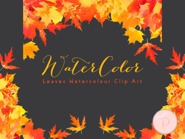 WCA61 Watercolor Leaves Warm, Autumn Leaves Clip art, Watercolor Leaf Cliparts