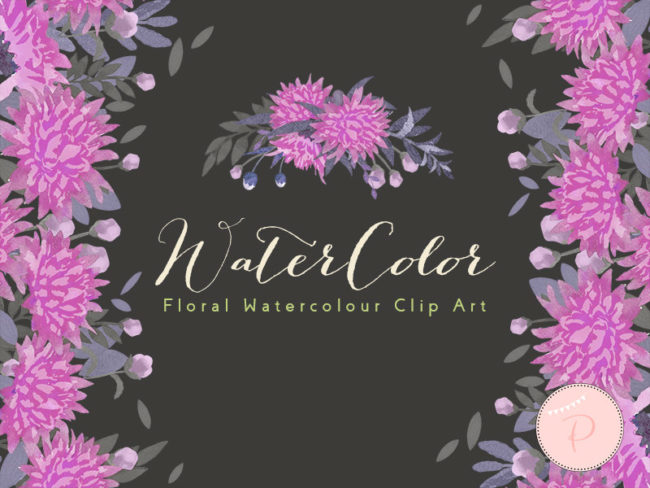 WCA88-purple-pink-magenta-dandelion-floral-clipart