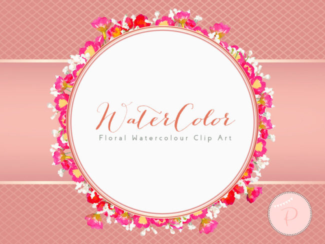 WCA91-pink-white-baby-breath-flower-clipart-wreath
