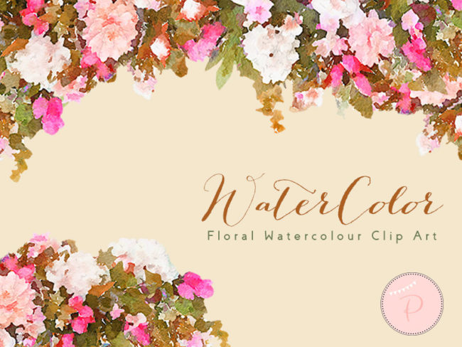 pink-Watercolor Flower Berry, Autumn Floral Clip art, Watercolor Floral wedding
