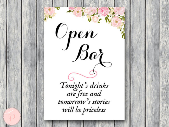 open-bar-sign-wedding-open-bar-sign-drinks-are-free