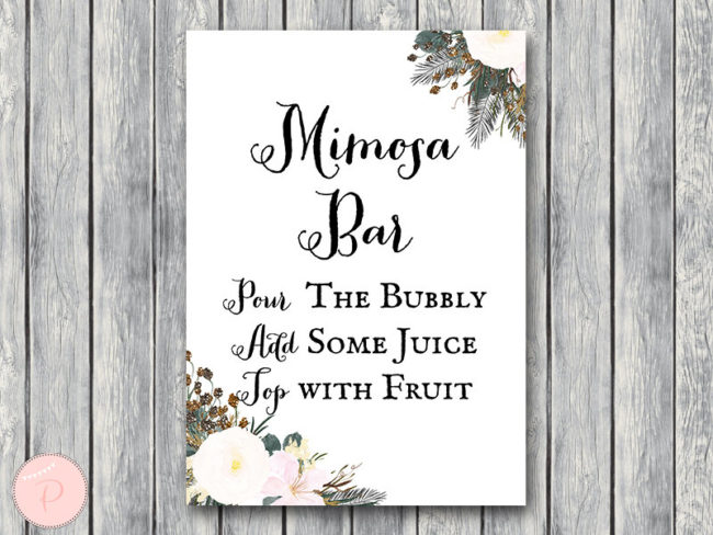 white-flower-mimosa-bar-drink-sign