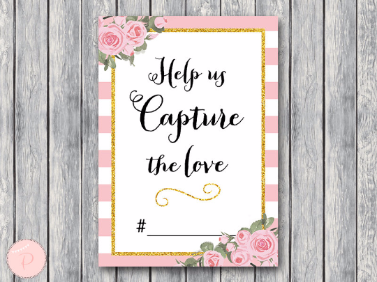 Gold Pink Peonie Help us capture the love Hashtag