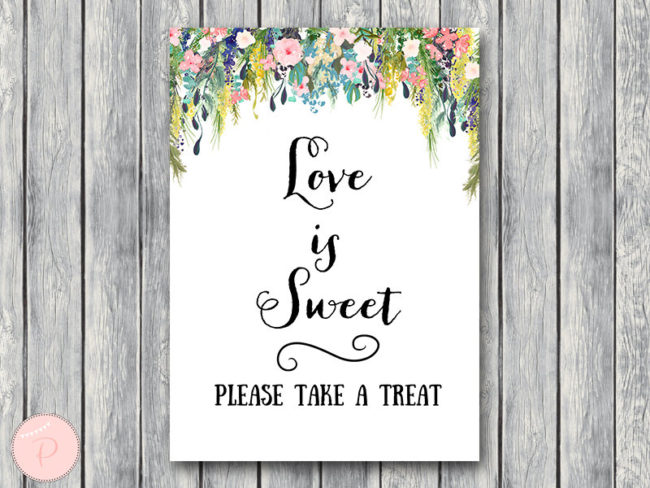 Love is sweet, take a treat sign, Instant Download