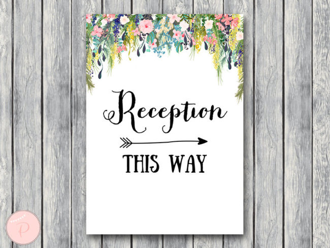 Reception Sign, Wedding Direction Sign