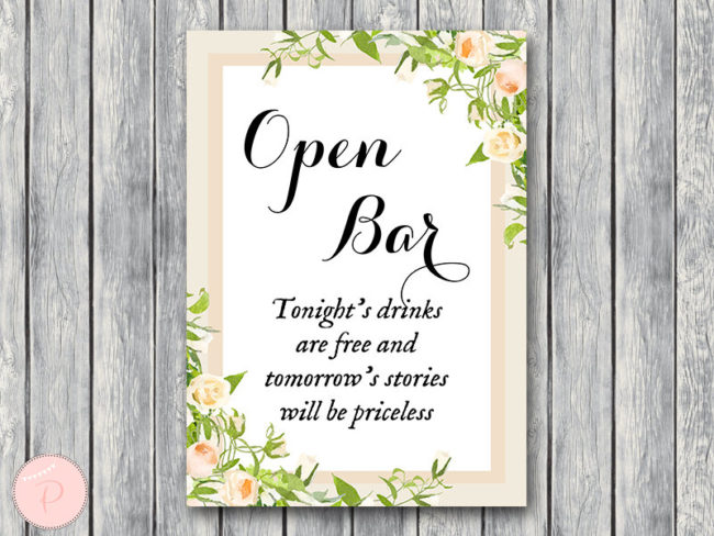 Peonies Garden Wedding Decor Signs