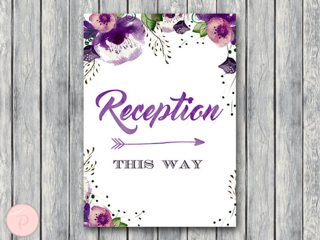 WD83-Purple-Floral-Reception-Sign