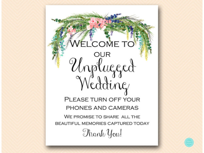 sign-unplugged-wedding--spring-wedding-sign-luau-decor