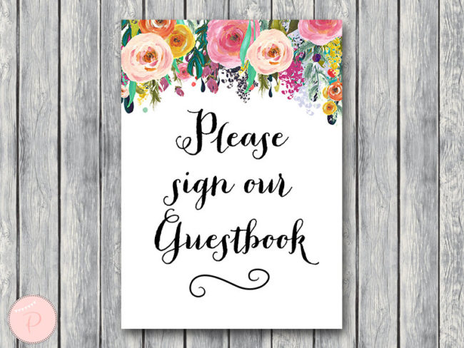 wd70 sign Guestbook Sign, Instant Download, Printable Decoration