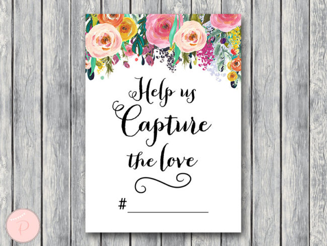 wd70 sign-Help us capture the love, Wedding Hashtag Sign