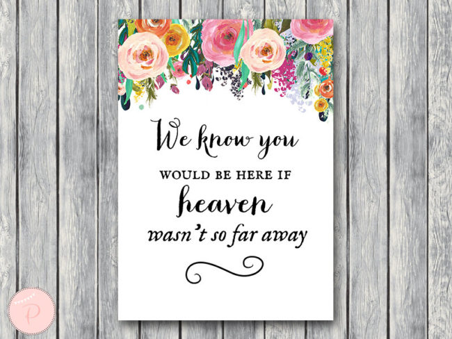 wd70 sign-Remembrance Printable sign, We know you would be here if heaven