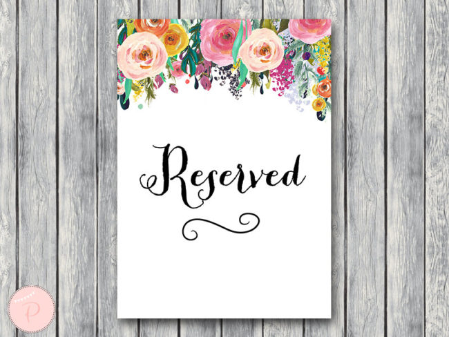 wd70 sign-Reserved sign, Wedding Reserved seating sign