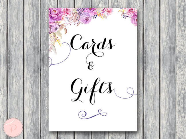 wd72-Purple Flower Cards and Gifts Sign, Download