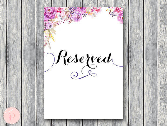 wd72-Reserved sign purple floral