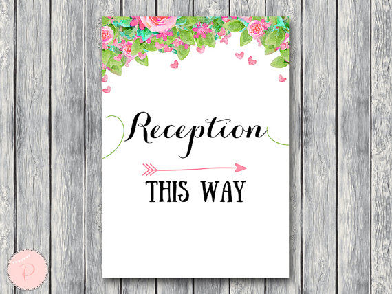 wd73 Pink Heart Flower Reception Sign