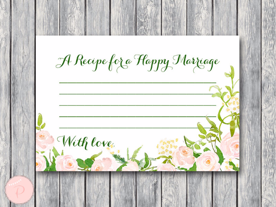 Garden A Recipe for a Happy Marriage Printable Card