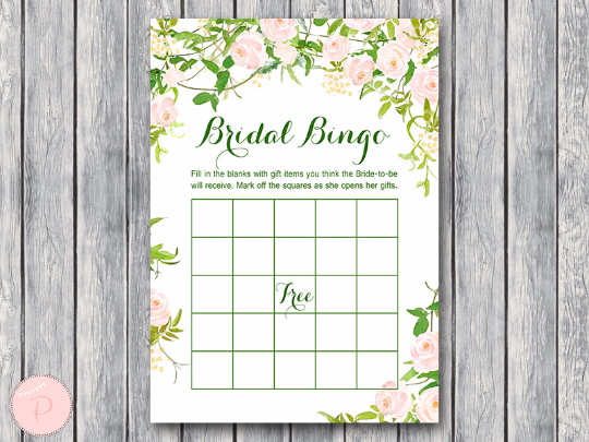 Garden Bridal Shower Bingo Cards Printable