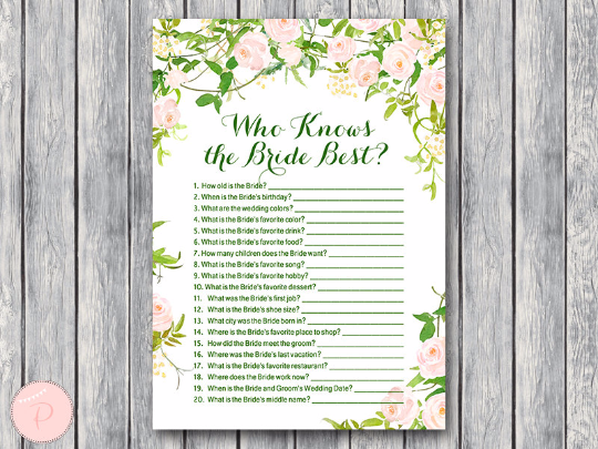 Garden How well do you know the Bride game