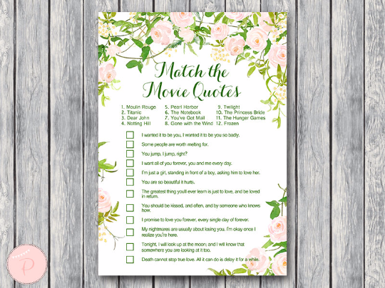 Garden Movie Matching Game Famous Love Quote