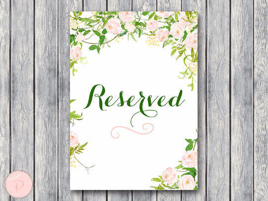 Garden Reserved sign Wedding Reserved seating sign