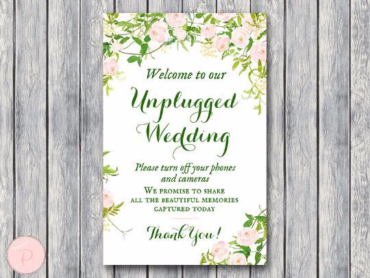 Garden Unplugged Wedding Sign