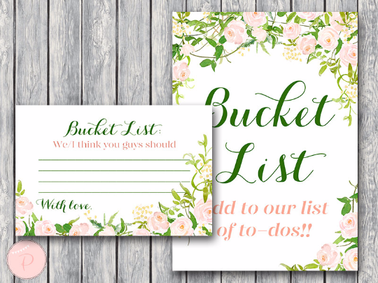 Garden Wedding Bucket List Printable