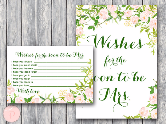 Garden Wishes for the Bride to be Card Printable