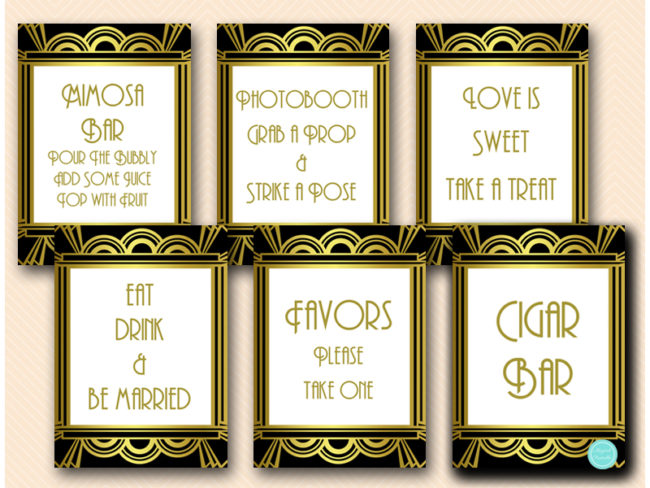 Gatsby-Roaring-Twenties-Bridal-Shower-table-signs