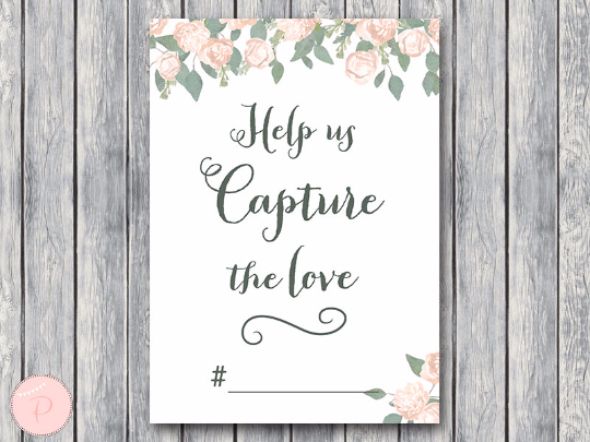 Vintage Soft Pink Peonie Help us capture the love Hashtag