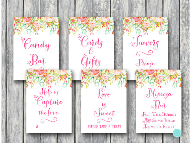 pretty pink bridal shower decoration signs