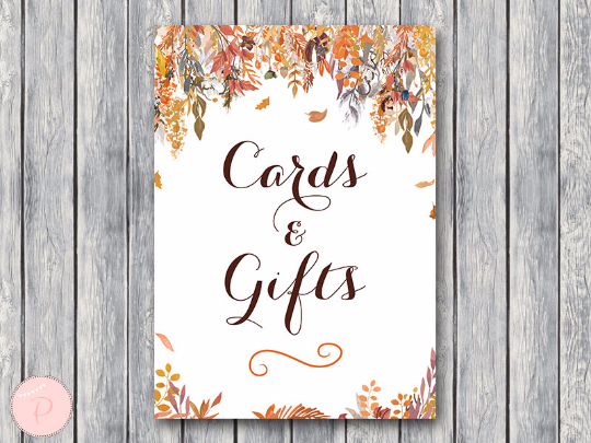 Autumn Fall Cards and Gifts Sign Download