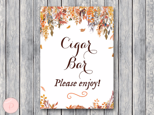 Autumn Fall Cigar Bar Sign Instant Download