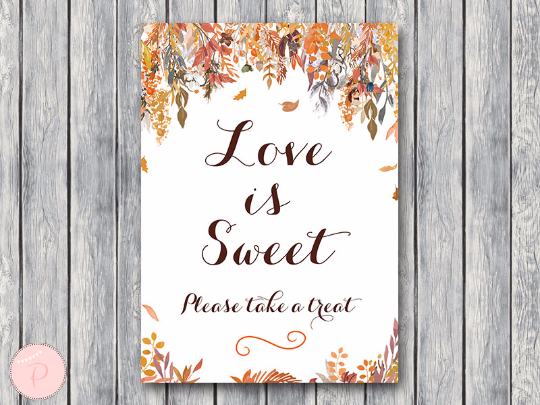 Autumn Fall Love is sweet Take a treat sign