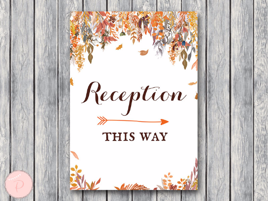 Autumn Fall Reception Sign Instant Download